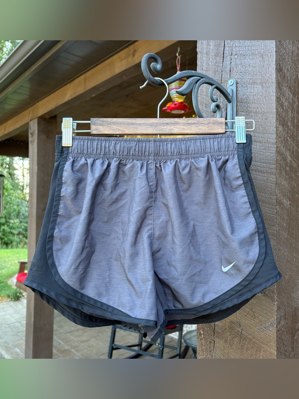 Nike Women's DRI-FIT Grey and Black Athletic Running Shorts Size Small